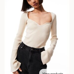 Sweetheart neckline sweater